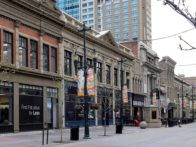 Building façades on Stephen Avenue